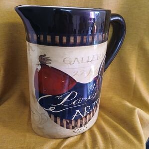 Certified Int'l Jennifer Grant Ceramic Paris Art Pitcher/Utensil Holder(071525C)